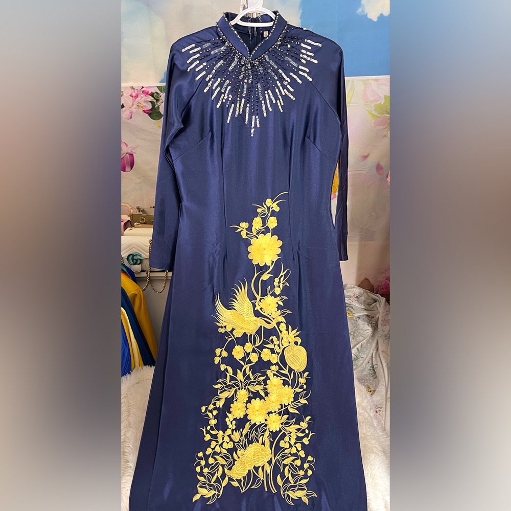 Ao dai lua Valentino, Vietnamese traditional long dress set m 2 2xl xxl medium